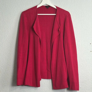Talbots Petites Pink Open Front Cardigan Sweater Pockets Womens Large Modest